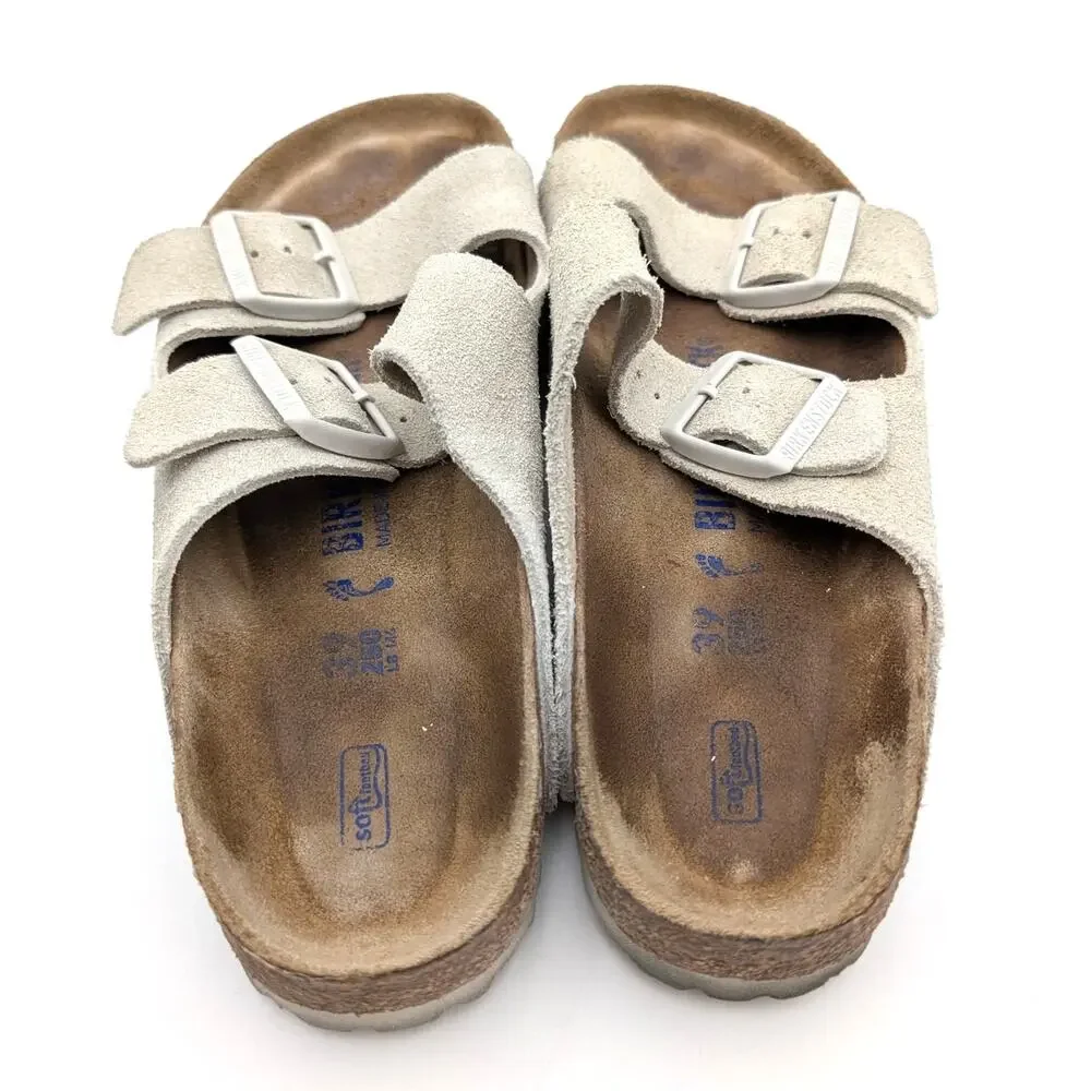 Birkenstock Arizona Soft Footbed Leather Sandal Unisex Oyster Sz USW8/M6 EU39 - Picture 8 of 10